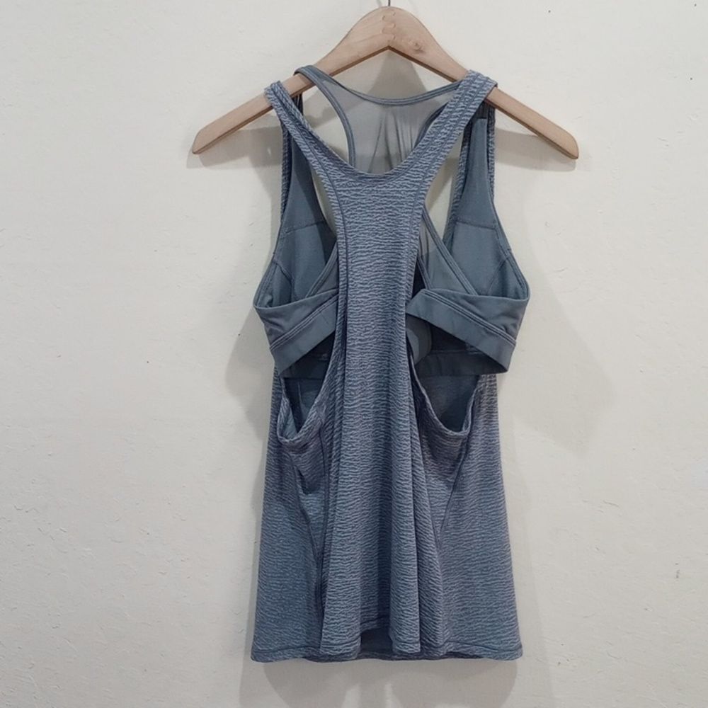 Lululemon Glide and Stride Gray Built in Sports Bra Running Shirt Gray Ice 12 - Picture 11 of 15
